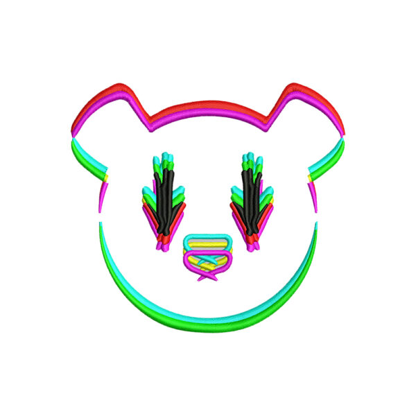 Panda Neon Face Embroidery Design